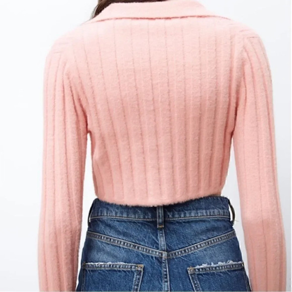 Zara Pink Fuzzy Wrap Knit Sweater - Picture 4 of 11